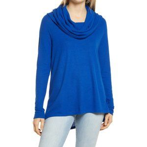 NWT Women's Gibson Cozy Convertible Neckline Tunic Top Blouse, Size Small - Blue